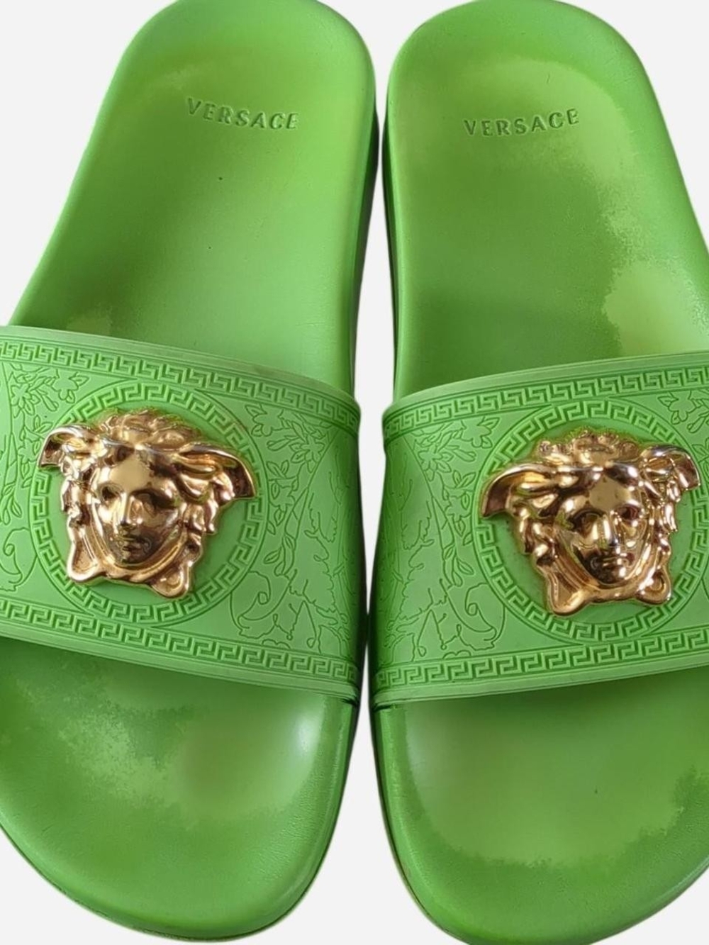 Versace Green Medusa Slide Sandals